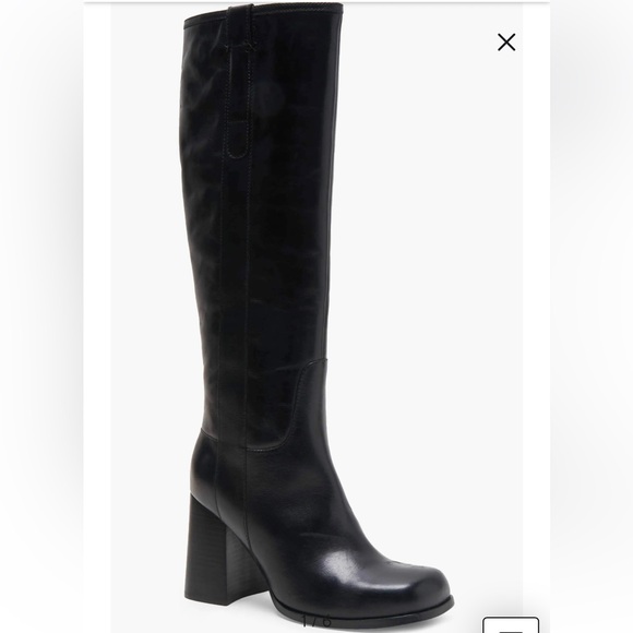 NWT Free People Naomi Tall Leather Blocked Boots in Black Size 10 - Picture 2 of 12